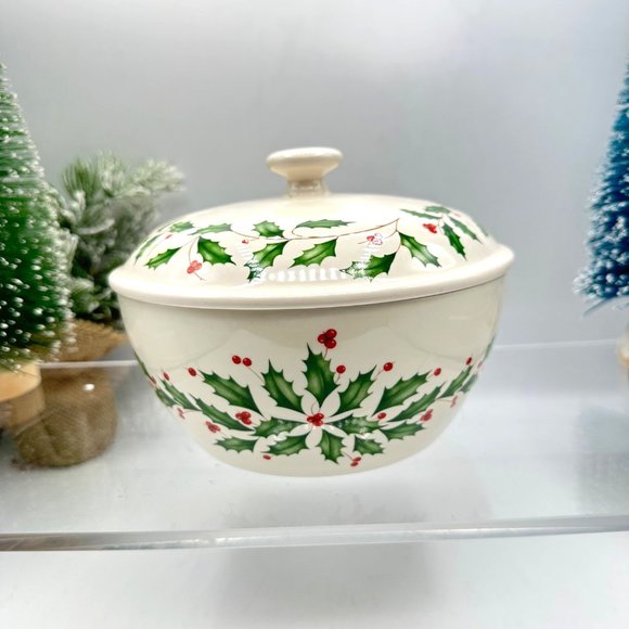 Lenox Small Covered Baking Dish Bowl Holiday Serving Dining American By Design - Picture 3 of 10